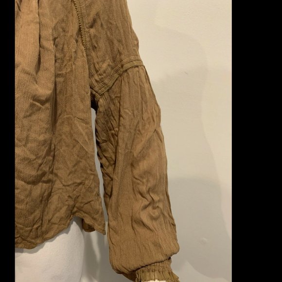 Free People Banda Blouse Brown Gold Boho Top - Picture 4 of 8